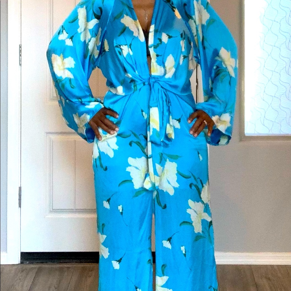 Hawaiian Jumpsuit, Blue, Large,